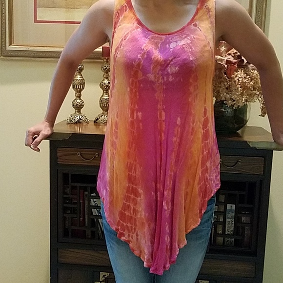 NWOT beautiful bright pink & orange tunic - Picture 2 of 3